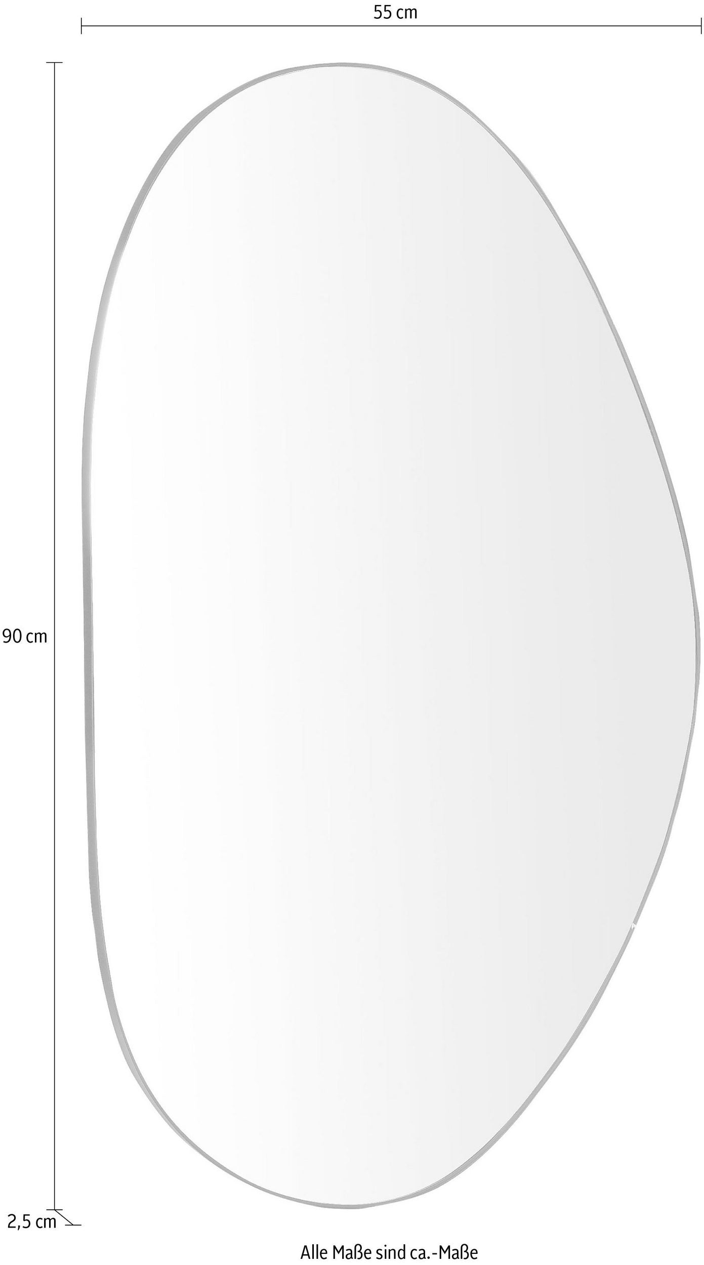 Oglindă decorativă Joline, 90x55 cm, formă asimetrică, ramă metalică argintie Arboteca