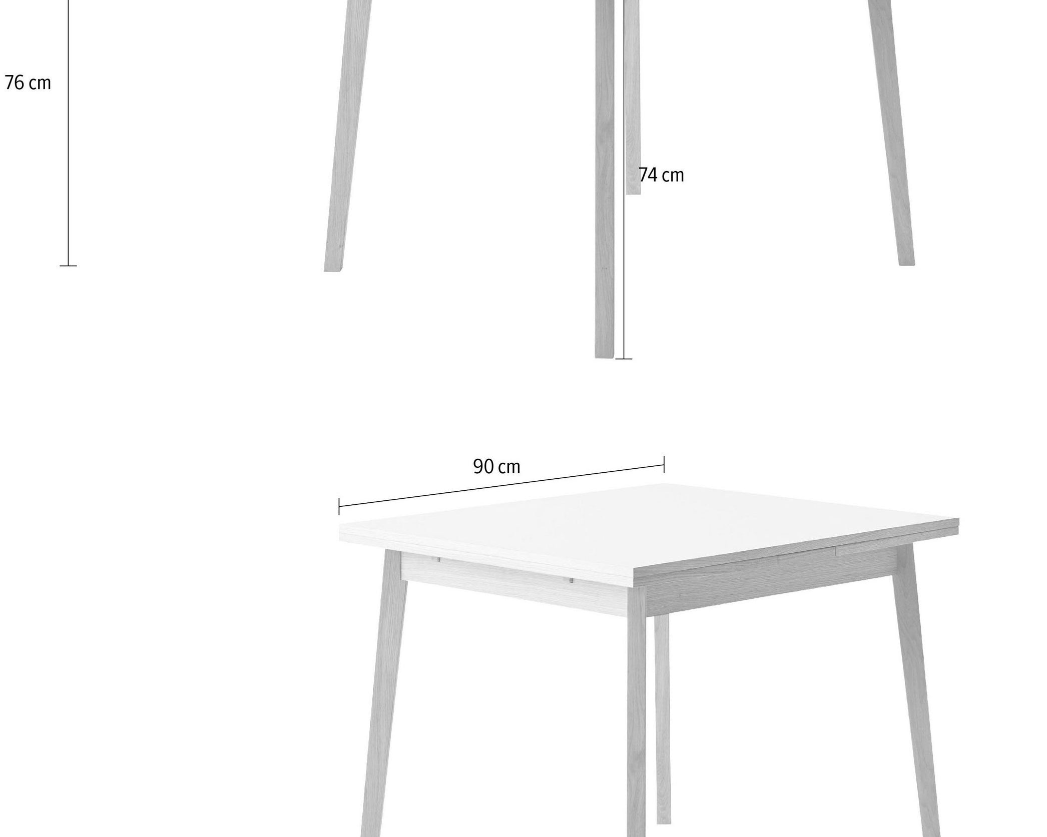 Masă extensibilă Single 90–164 cm, stejar masiv Arboteca