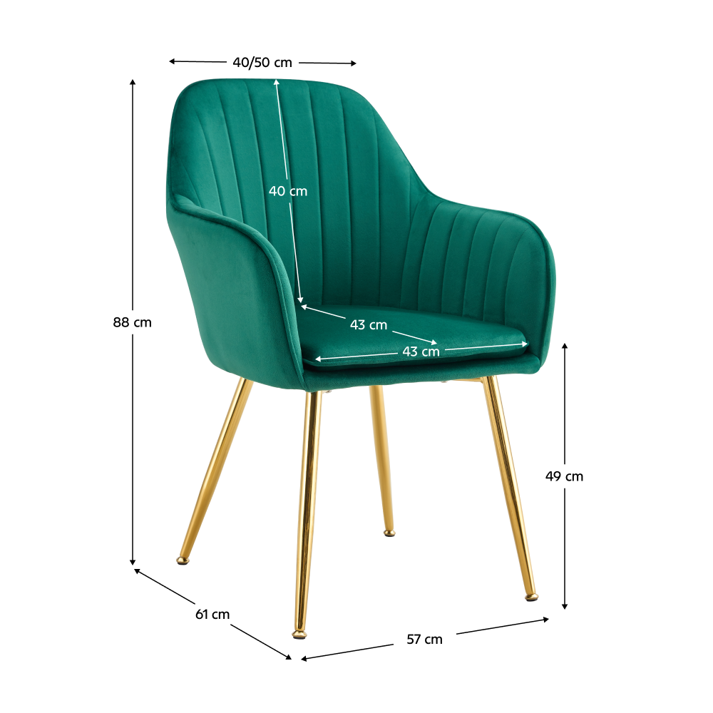 Fotoliu design SOLIN, țesătură de catifea smarald/crom-auriu, Catifea/metal, 57x61x84 cm Kondela