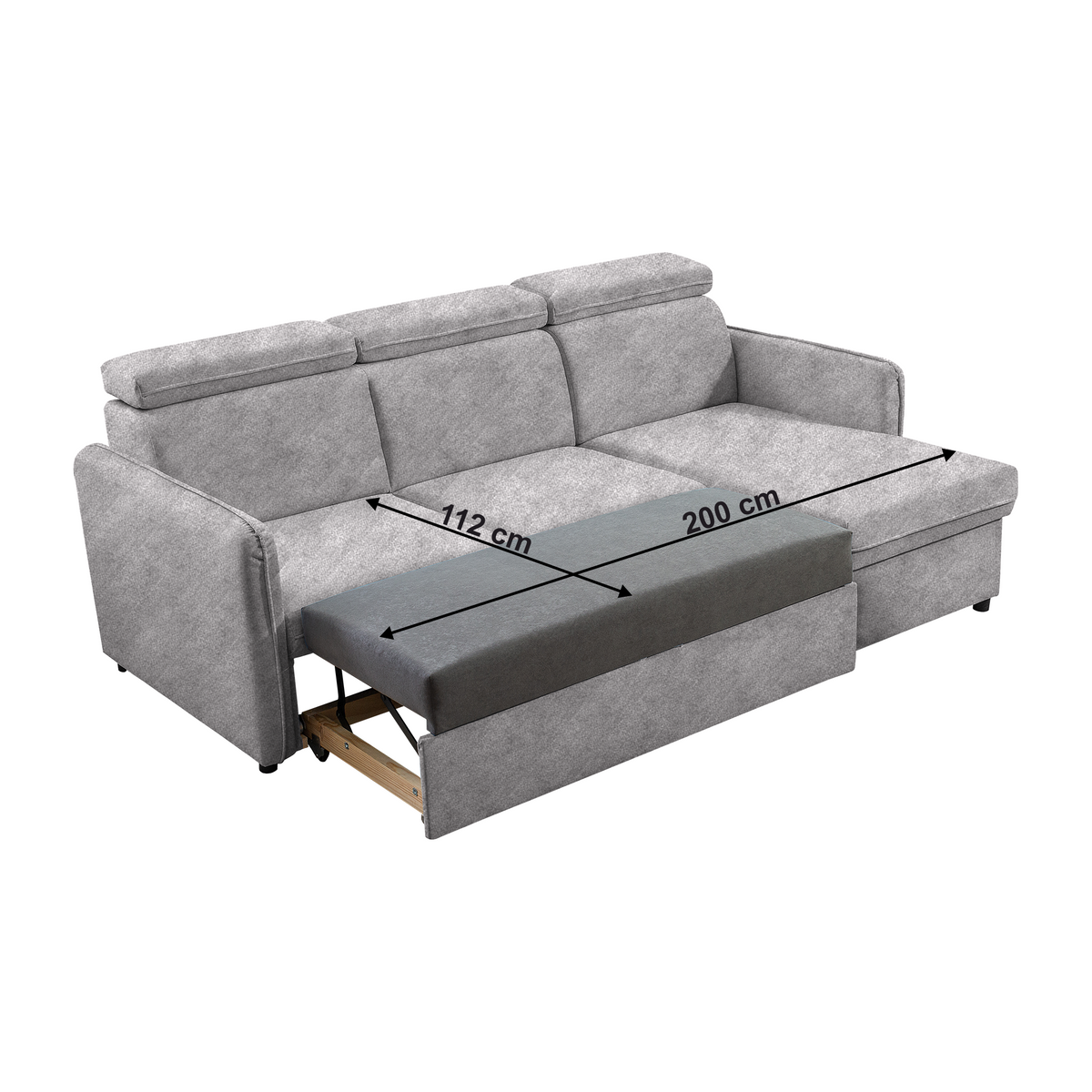 Canapea extensibilă LECCO B, gri deschis, 220x140x84 cm Kondela