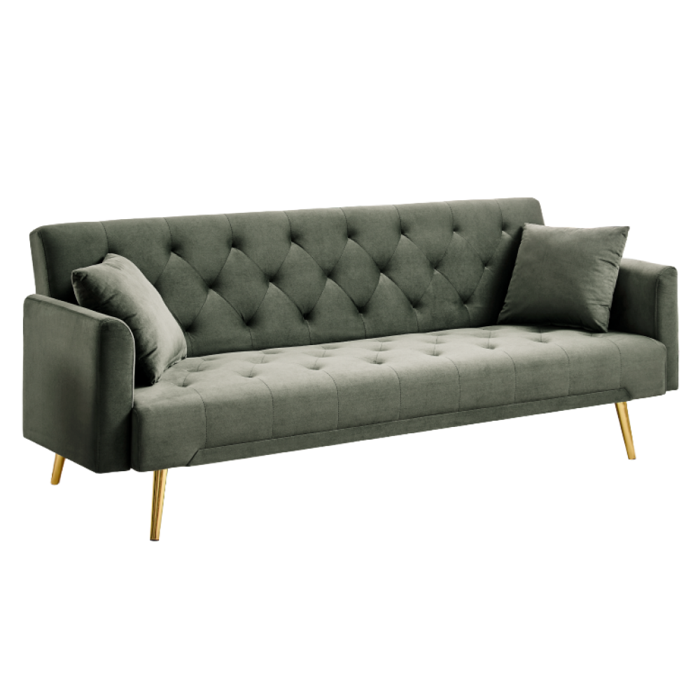 Canapea extensibilă LUCCA, verde închis/auriu, 187x86x78.5 cm Kondela