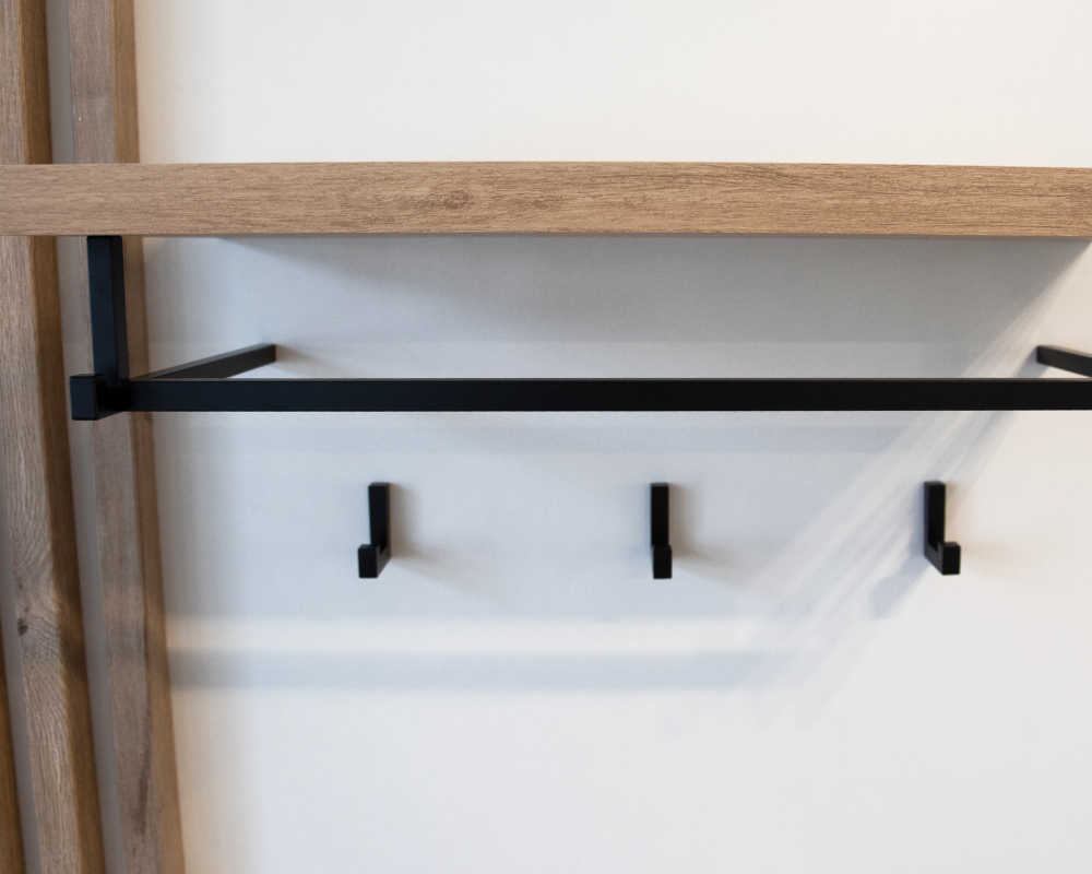 Set de hol NETTUNO, alb extra lucios /stejar artisan, 150x38.2x190 cm Kondela