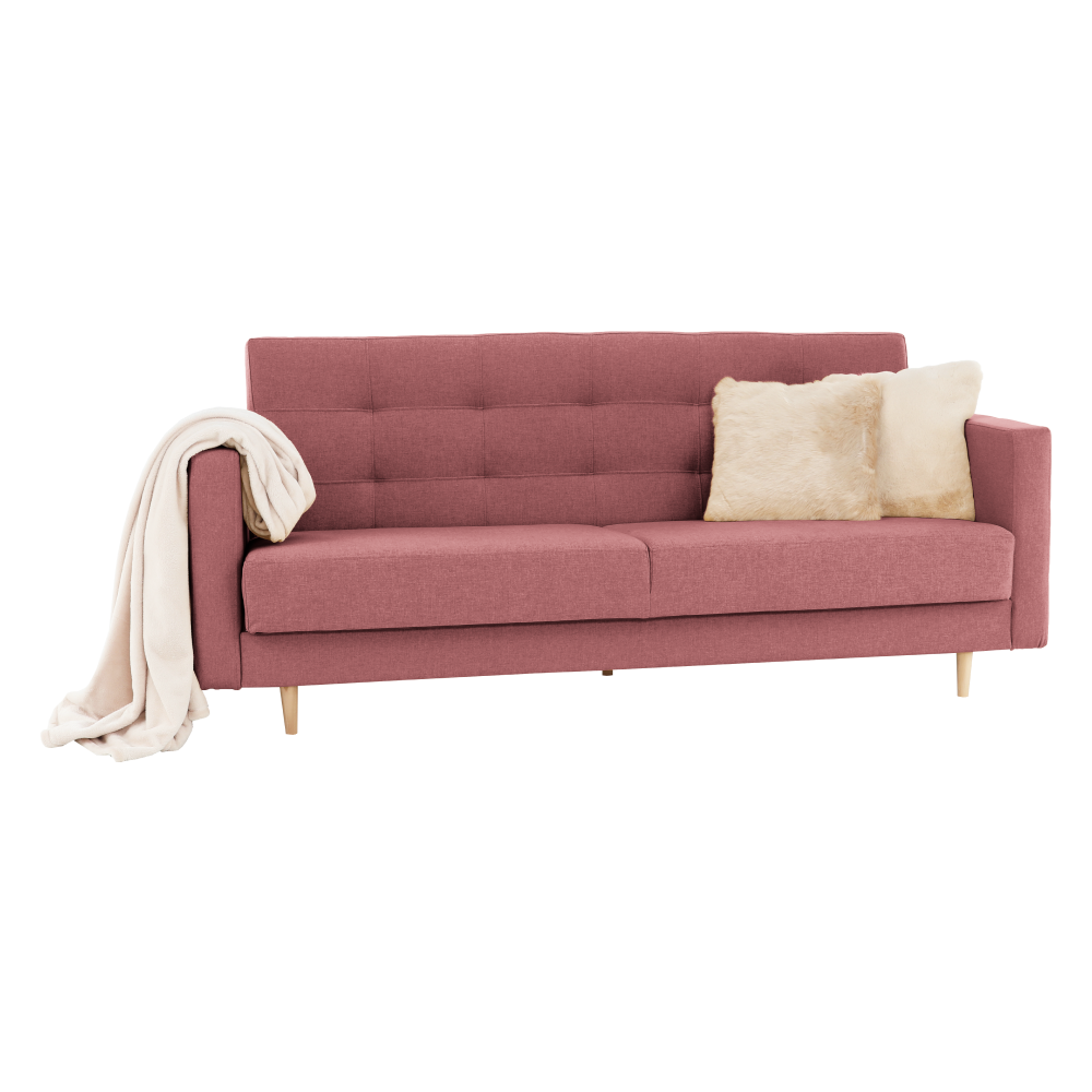 Canapea tapițată 3 locuri BUDVA, textil roz învechit, 207x94x92 cm Kondela