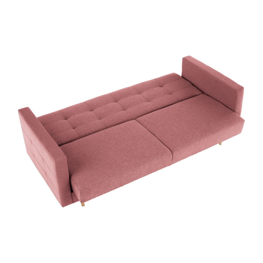 Canapea tapițată 3 locuri BUDVA, textil roz învechit, 207x94x92 cm Kondela