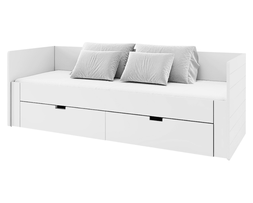 Pat extensibil ANTONY, alb, 90/180x200 cm, cu sertare Kondela