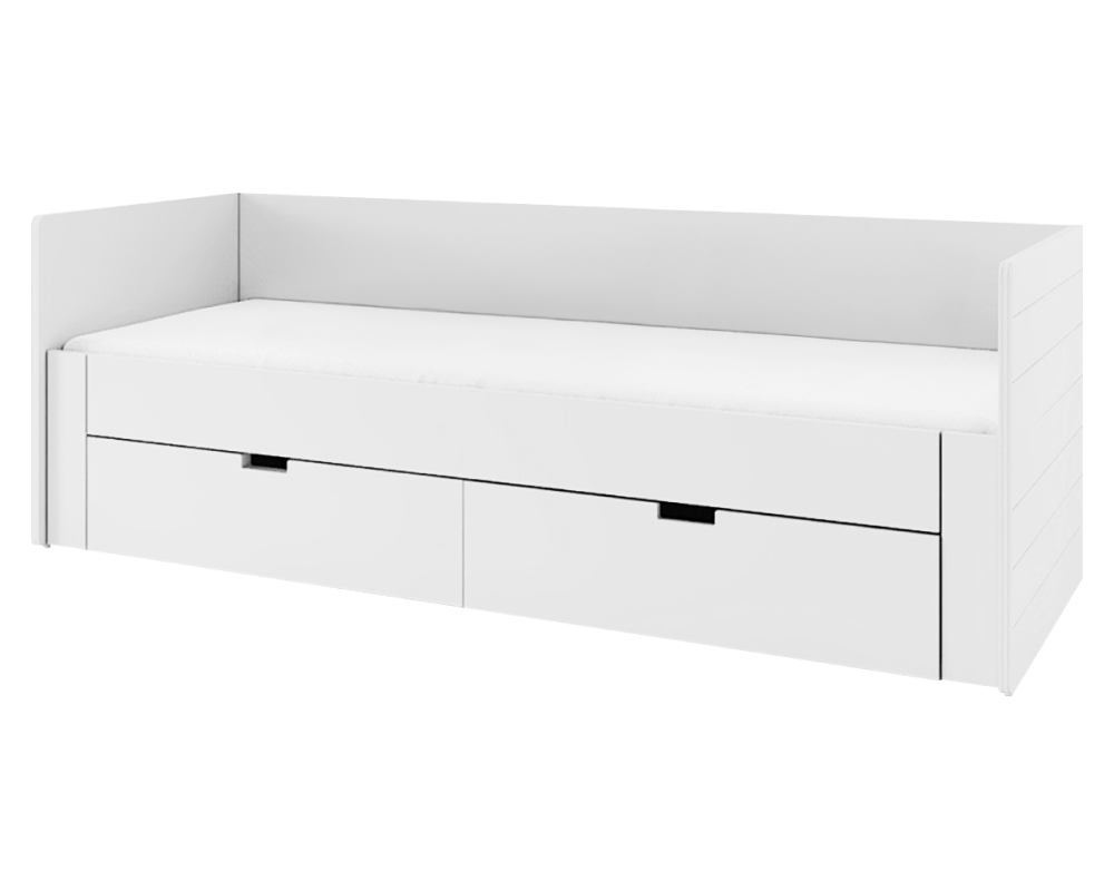 Pat extensibil ANTONY, alb, 90/180x200 cm, cu sertare Kondela