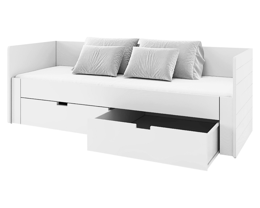 Pat extensibil ANTONY, alb, 90/180x200 cm, cu sertare Kondela