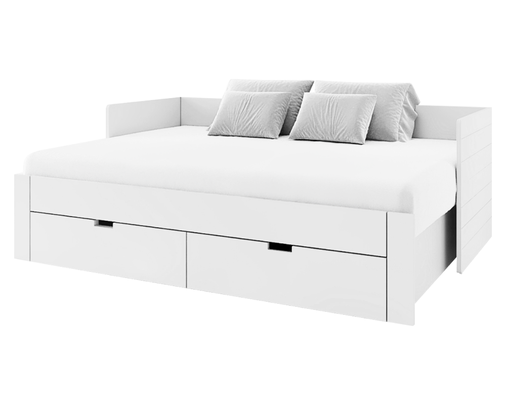 Pat extensibil ANTONY, alb, 90/180x200 cm, cu sertare Kondela
