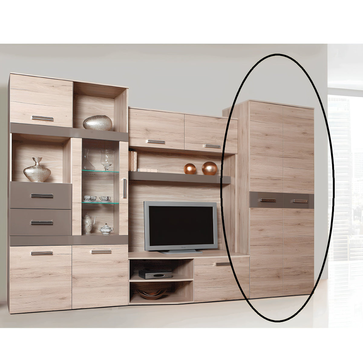 Ansamblu living, stejar san marino/latte extra lucios HG, ASSOR Kondela