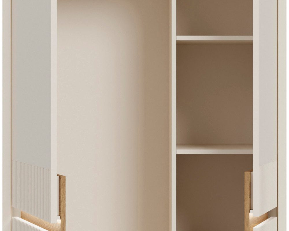 Dulap Oak Square, cu iluminare LED, 2 uși, PAL, Stejar Mauvella/Nisip, 95,3×52×197,9 cm Arboteca