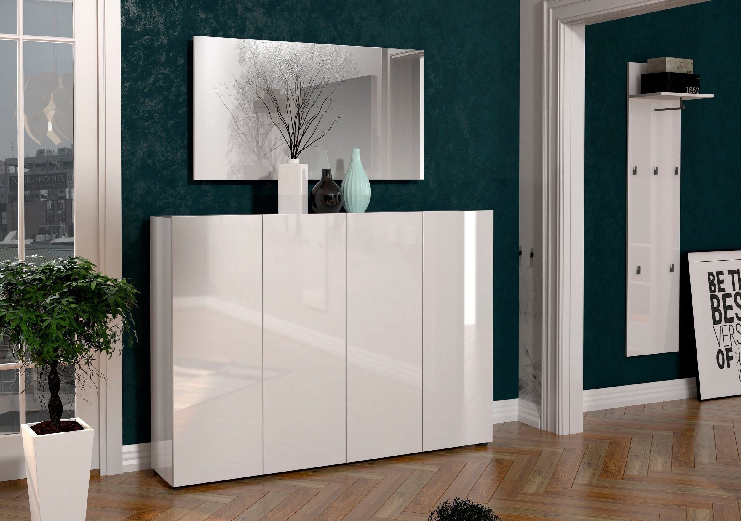 Pantofar Mister, Alb lucios, 160 cm latime Arboteca