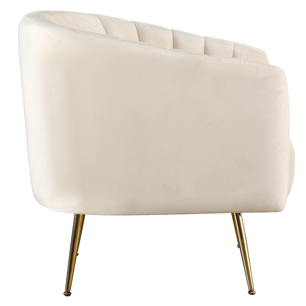 Fotoliu de design, ţesătură Velvet bej/gold crom-auriu, BAGY Kondela