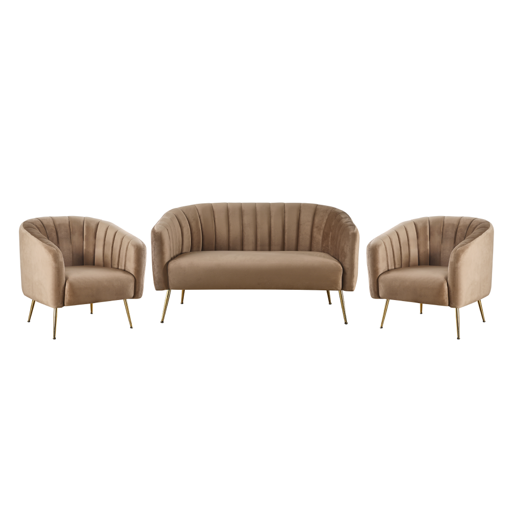 Fotoliu de design, ţesătură Velvet maro/gold crom-auriu, BAGY Kondela