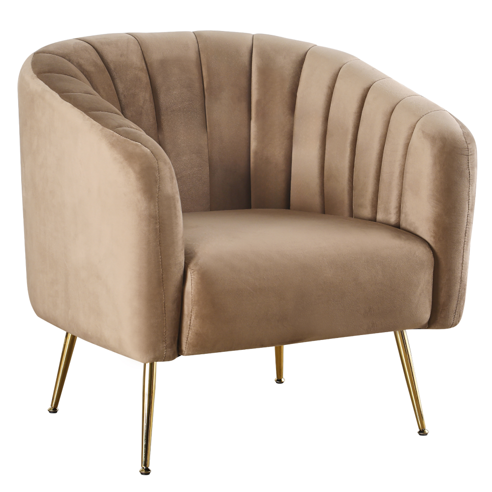 Fotoliu de design, ţesătură Velvet maro/gold crom-auriu, BAGY Kondela