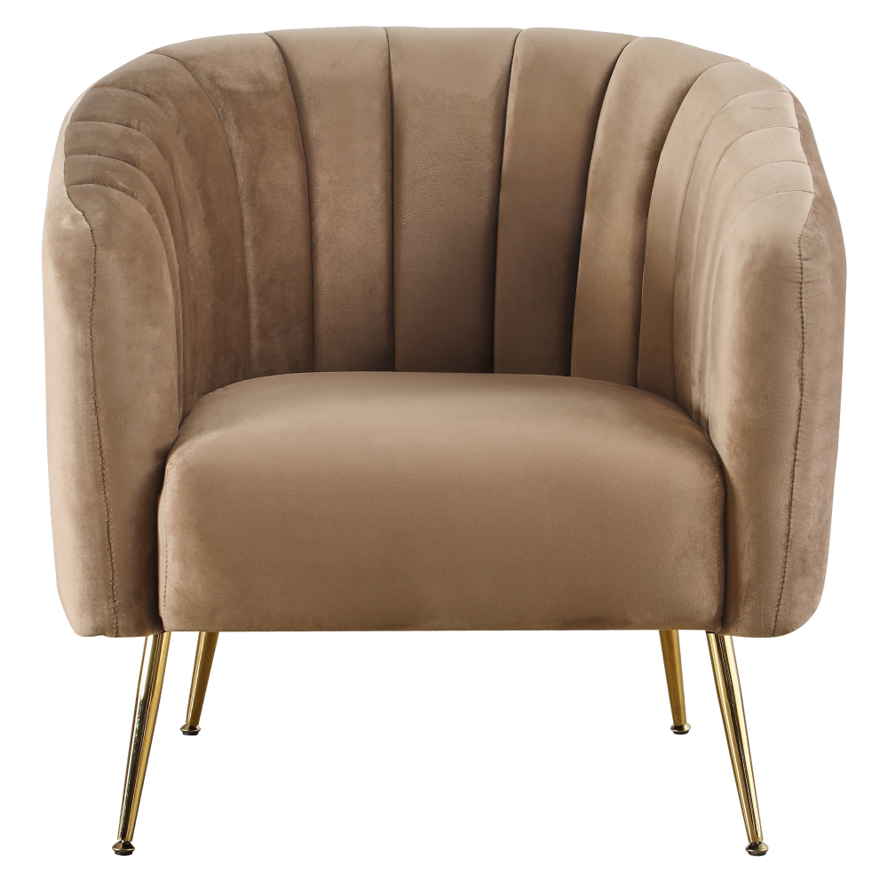 Fotoliu de design, ţesătură Velvet maro/gold crom-auriu, BAGY Kondela