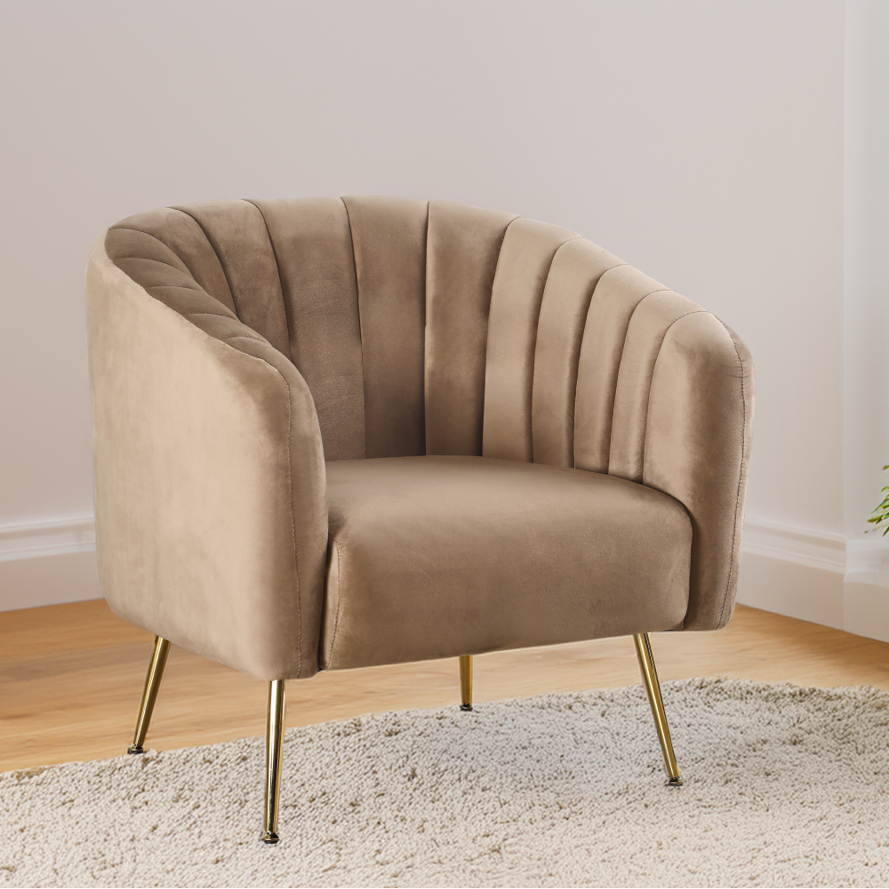 Fotoliu de design, ţesătură Velvet maro/gold crom-auriu, BAGY Kondela