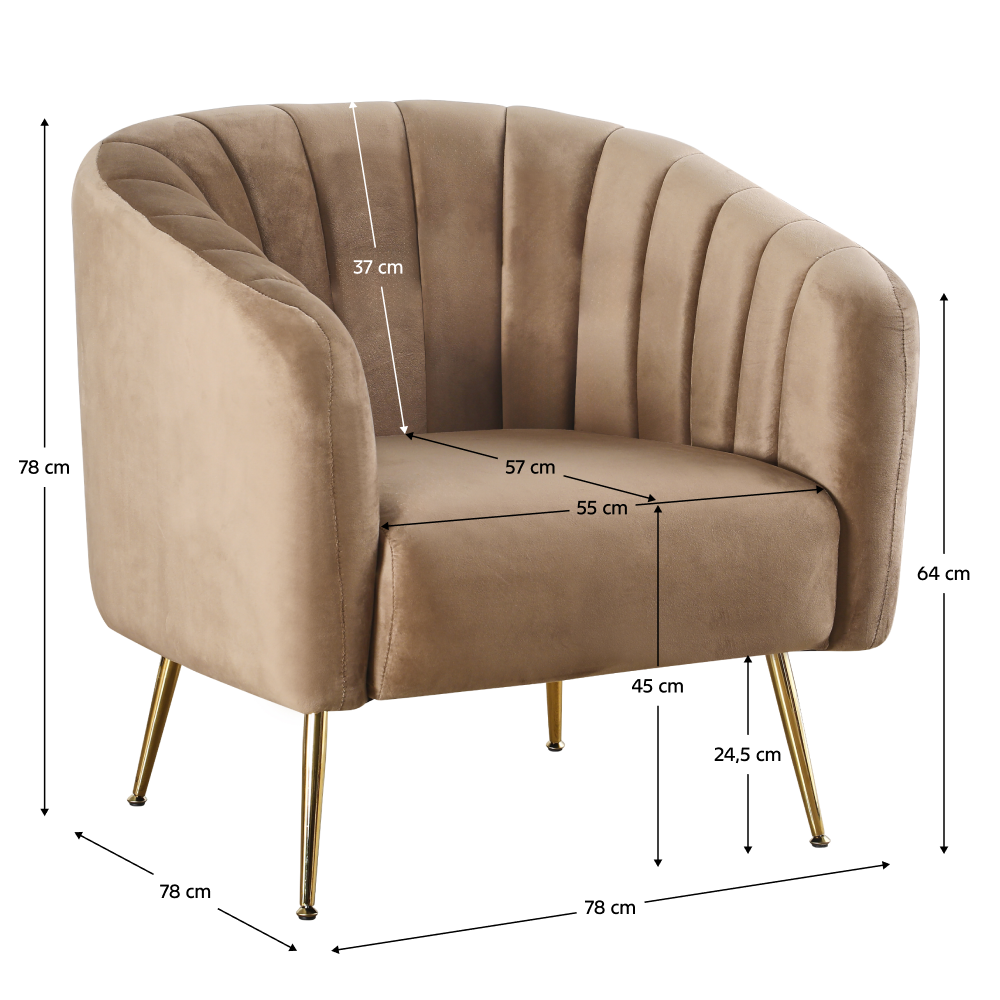 Fotoliu de design, ţesătură Velvet maro/gold crom-auriu, BAGY Kondela