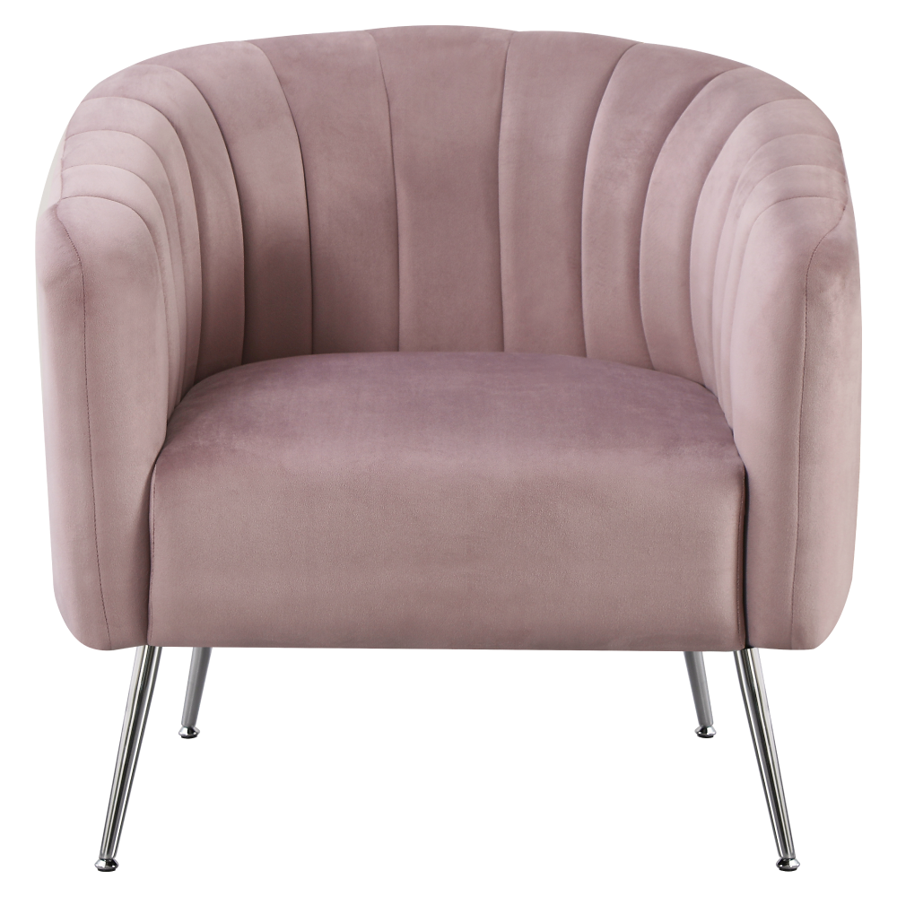 Fotoliu de design, ţesătură Velvet roz/crom-argintiu, BAGY Kondela