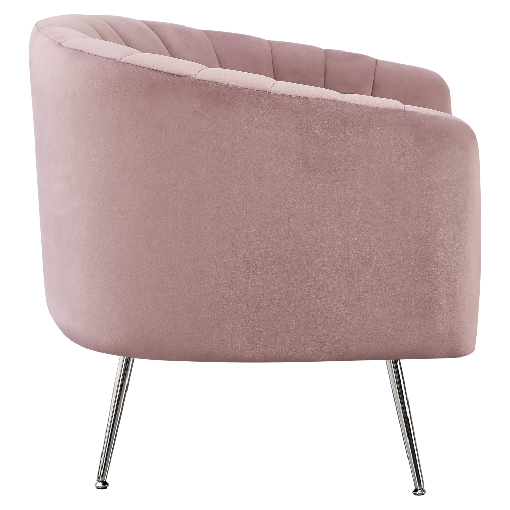 Fotoliu de design, ţesătură Velvet roz/crom-argintiu, BAGY Kondela