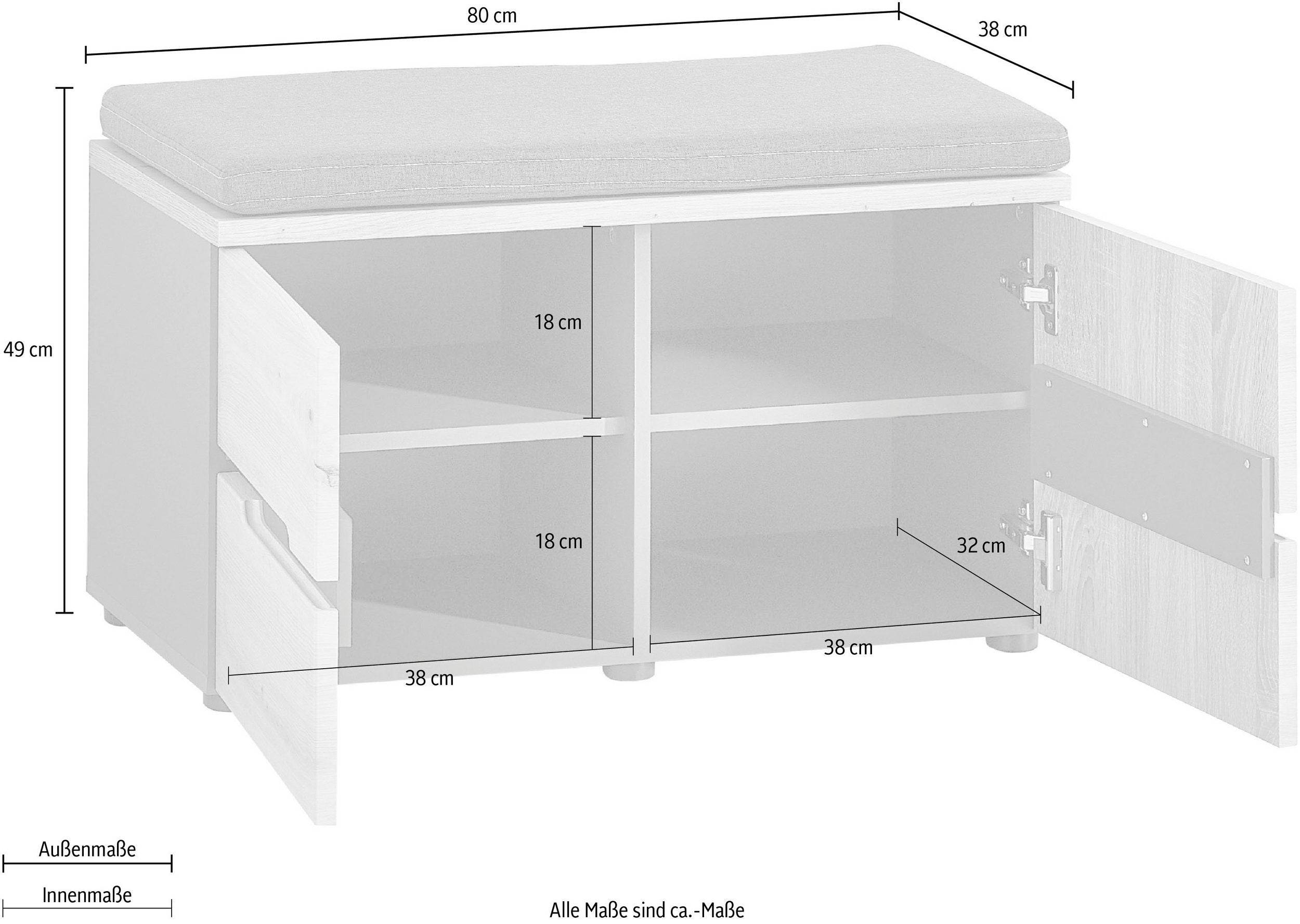 Banca de pantofi Memphis cu perna pentru sezut, 80 cm latime Arboteca