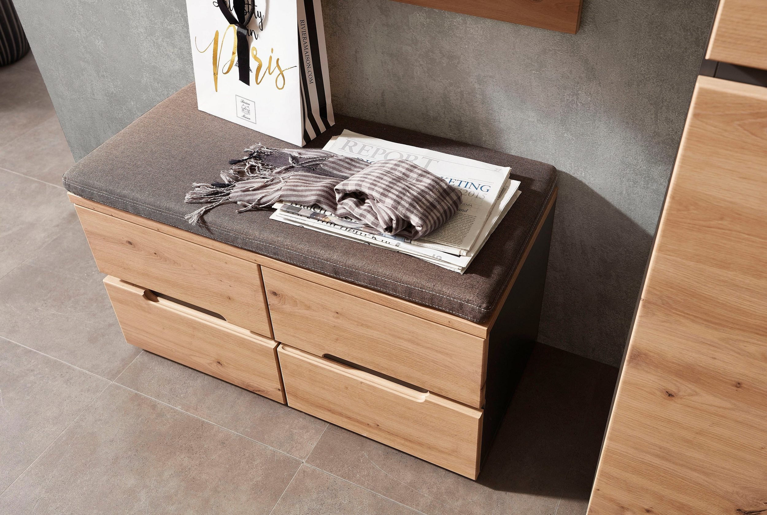 Banca de pantofi Memphis cu perna pentru sezut, 80 cm latime Arboteca