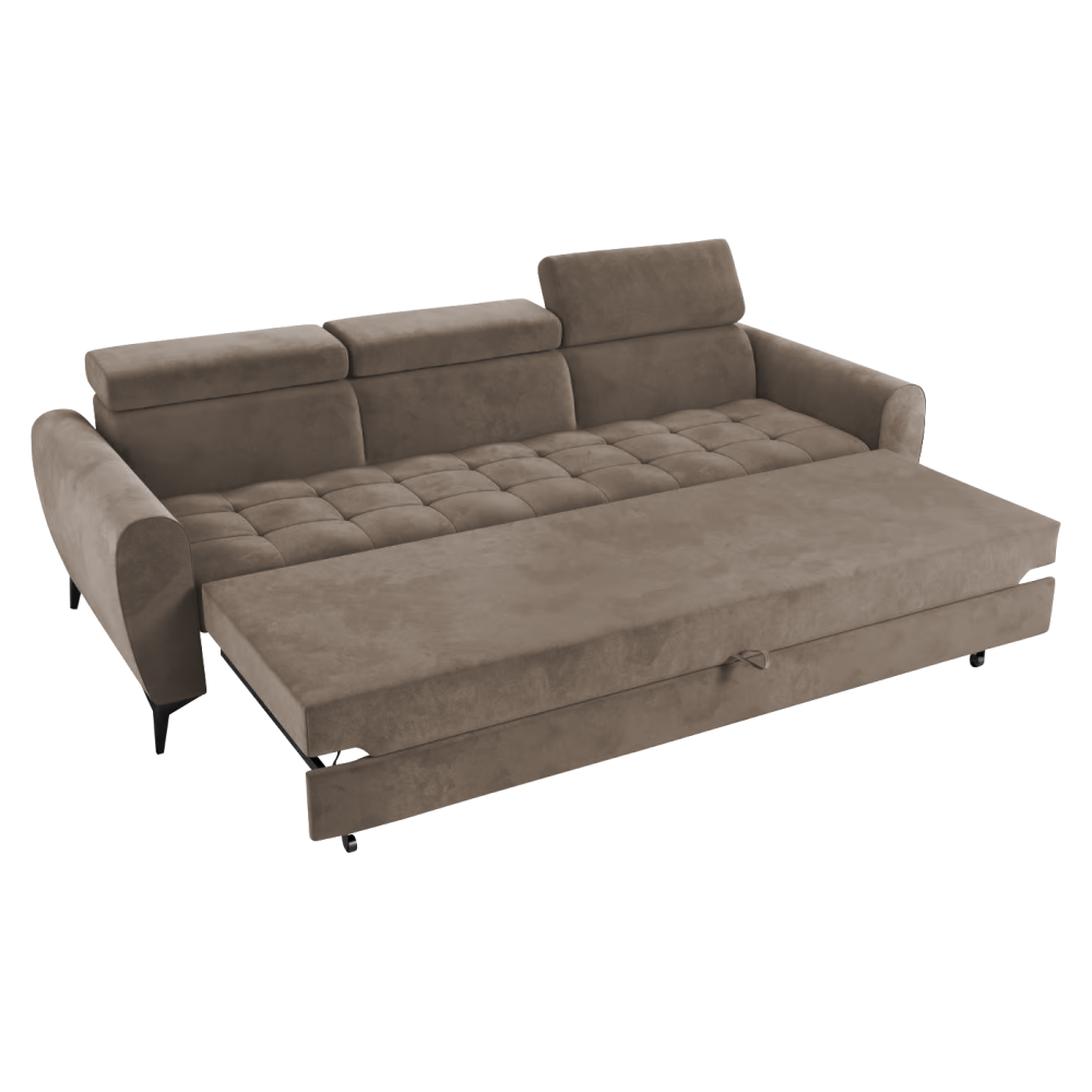 Canapea extensibilă 3 locuri SINTRA, maro, 254x97x88 cm Kondela