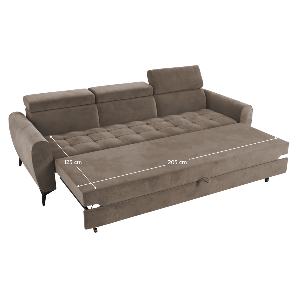 Canapea extensibilă 3 locuri SINTRA, maro, 254x97x88 cm Kondela