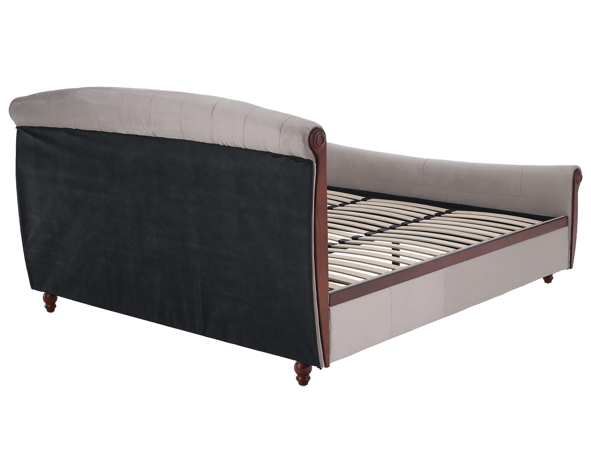 Pat cu somieră, 180x200, gri-maroniu, țesătură Taupe Velvet, 198x228x116 cm Kondela