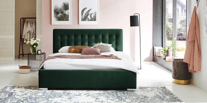 Pat Tapitat Strasbourg, cu Lada Rabatabil, Velur-Menta, Prestigehome.ro, Prestige, #Color_swing-verde