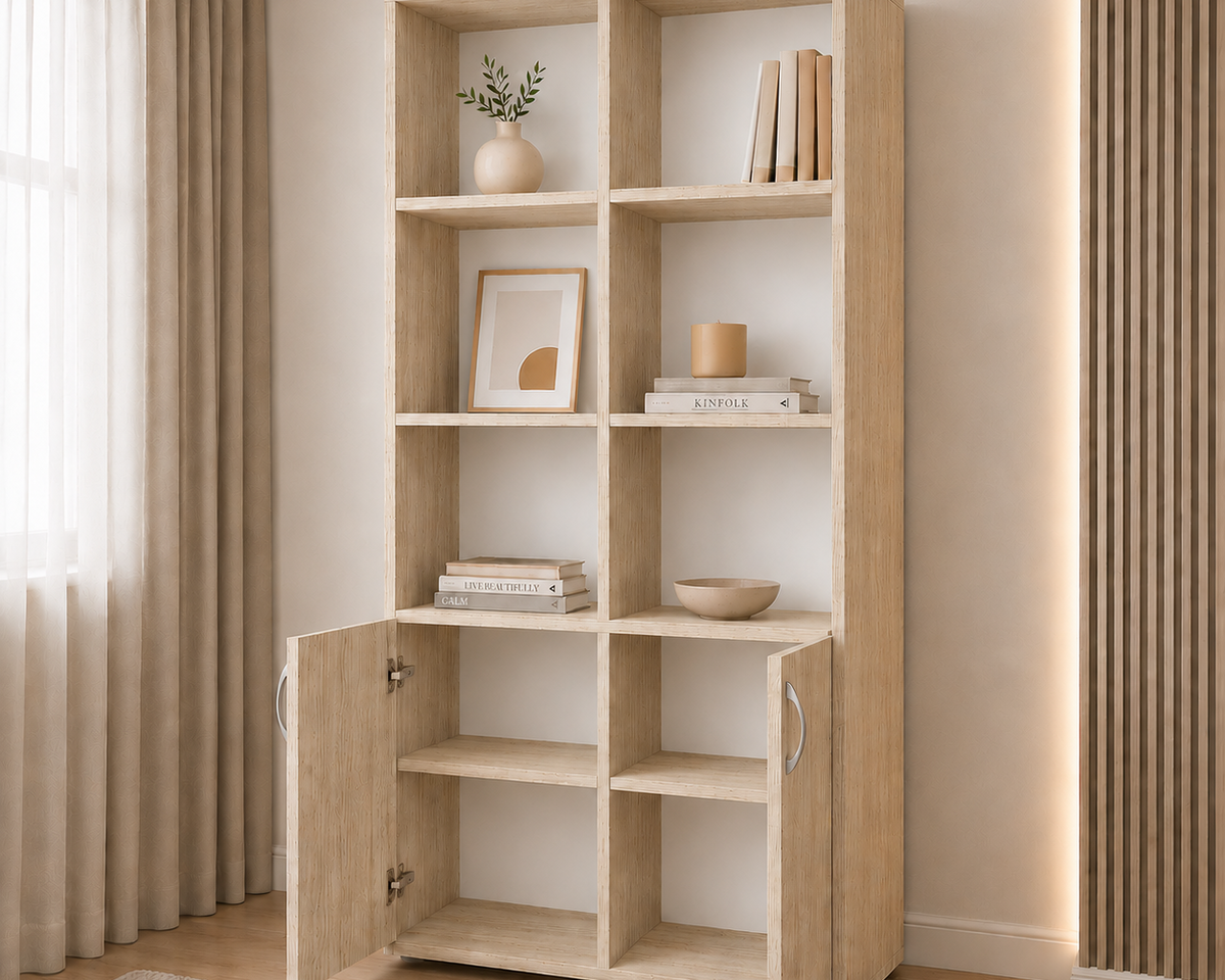 Bibliotecă VARENNA cu 2 uși și 6 rafturi, sonoma, PAL melaminat, 90x40x190 cm Arboteca