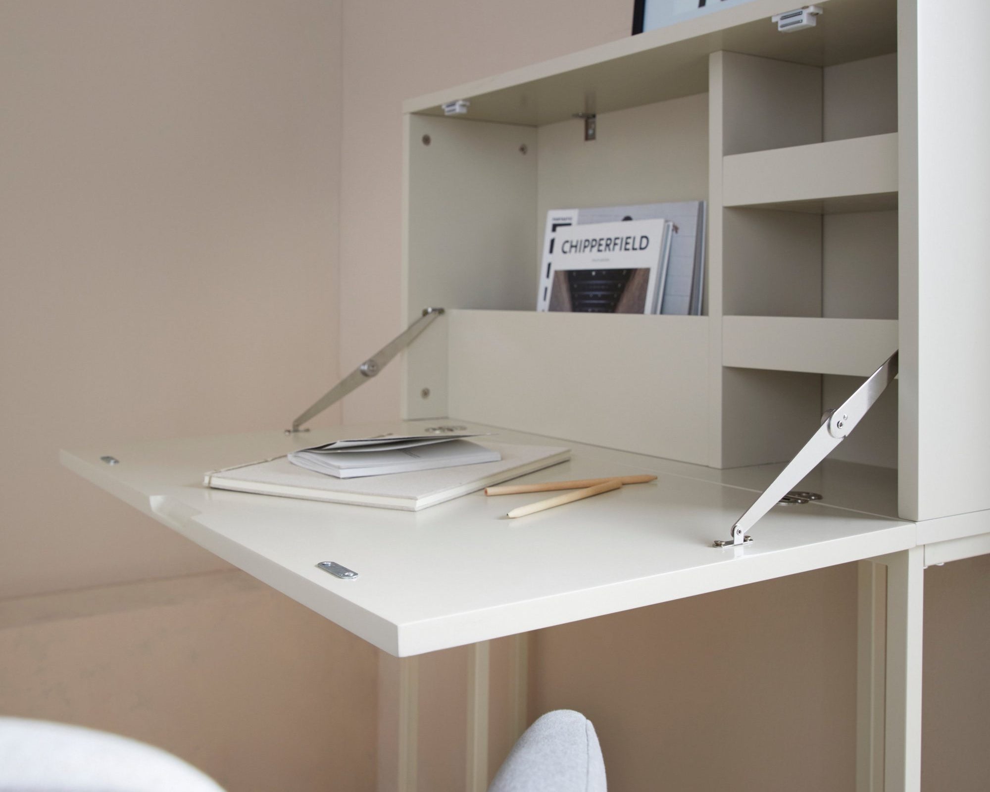 Birou inalt Ranya, creme, 80 cm latime Arboteca