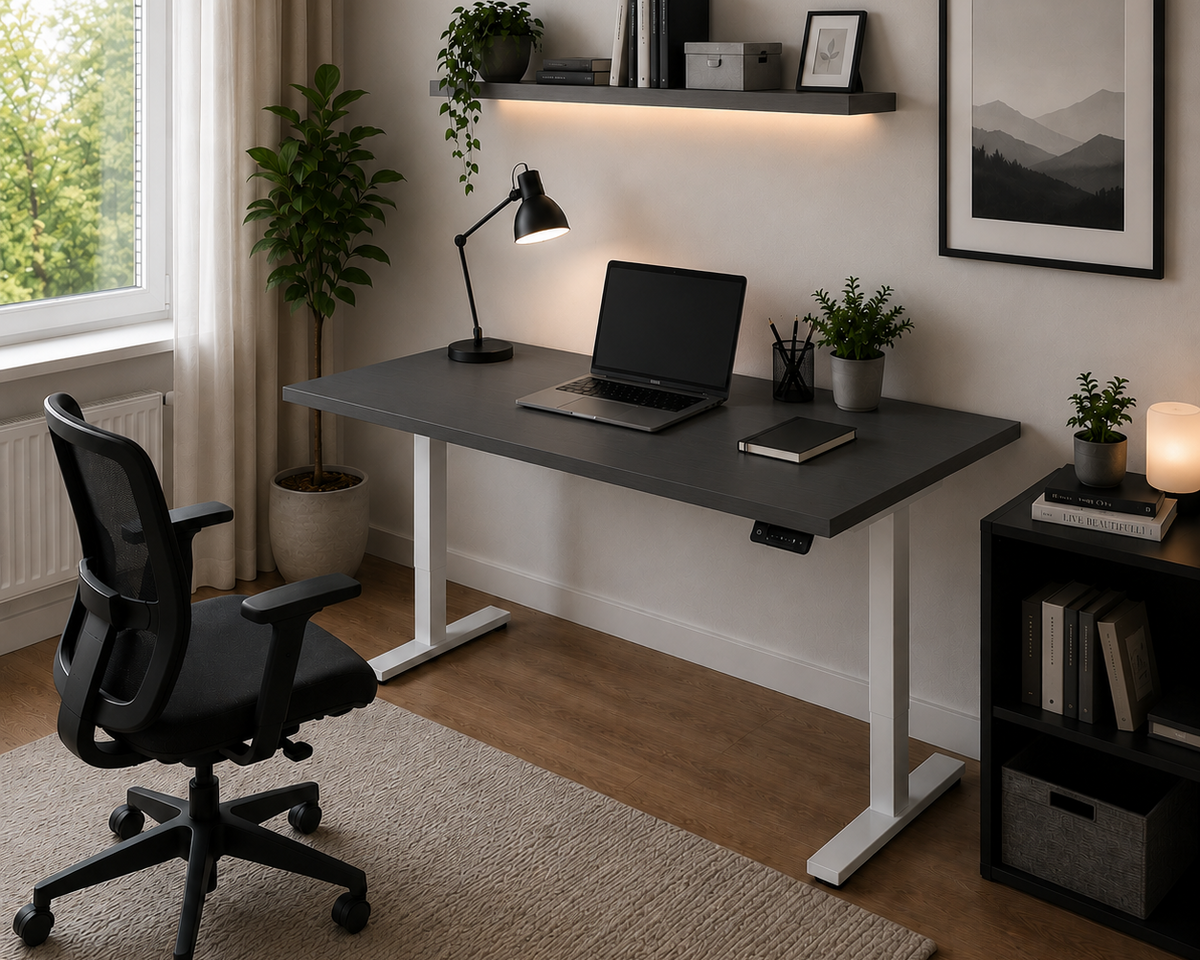 Birou LAZISE antracit cu înălțime reglabilă electric, blat 3,6 cm, 130x60x68-115 cm Default Title Arboteca
