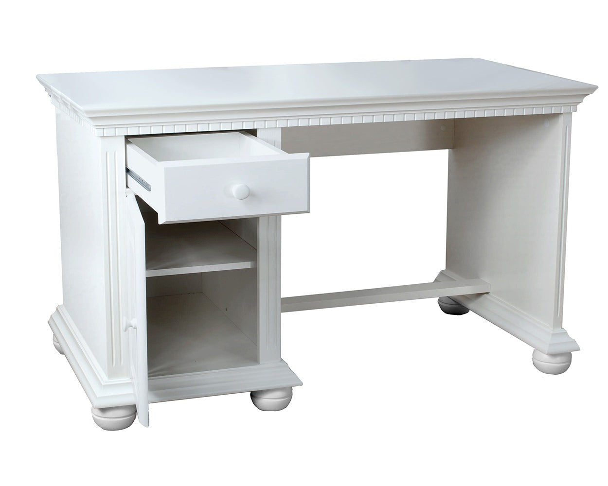 Birou Bavaria din lemn masiv, 120x75x75, Alb Arboteca