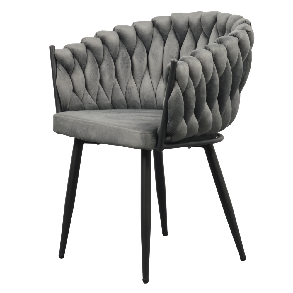 Scaun de bucătărie GUADIX, gri închis țesătură velvet/negru, 64x55x78 cm Kondela