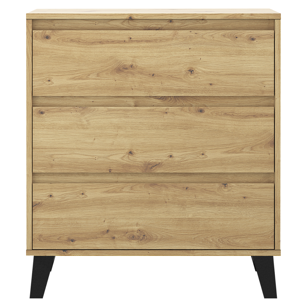Comodă cu 3 sertare BOGAN NEW, stejar artisan, fără mânere, 70 cm Kondela