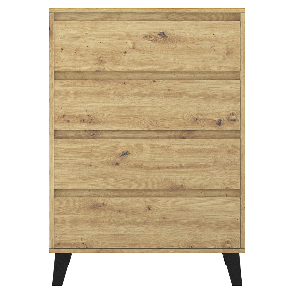 Comodă cu 4 sertare BOGAN NEW, stejar artisan, fără mânere, 70 cm Kondela