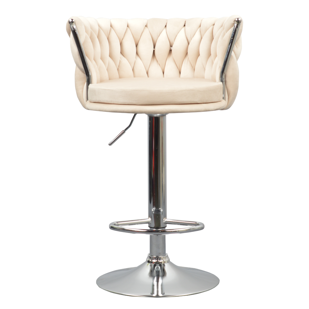 Scaun de bar de design, bej țesătură Velvet/crom, 53x50x80 cm Kondela