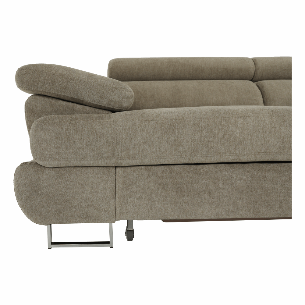 Set canapea cu spațiu de depozitare COMO, maro deschis melanj, pe dreapta, 275x225x71 cm Kondela