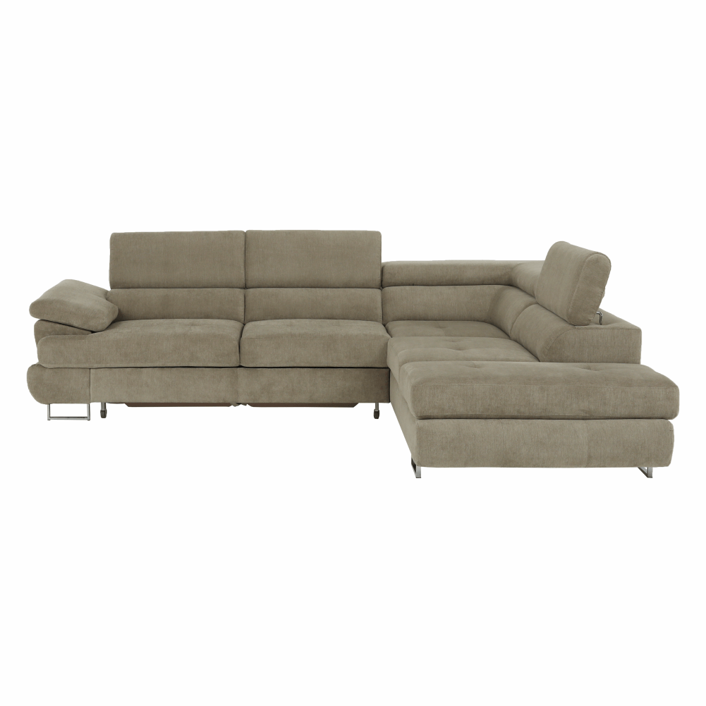 Set canapea cu spațiu de depozitare COMO, maro deschis melanj, pe dreapta, 275x225x71 cm Kondela