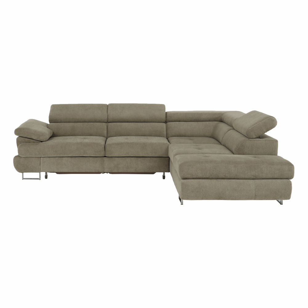 Set canapea cu spațiu de depozitare COMO, maro deschis melanj, pe dreapta, 275x225x71 cm Kondela
