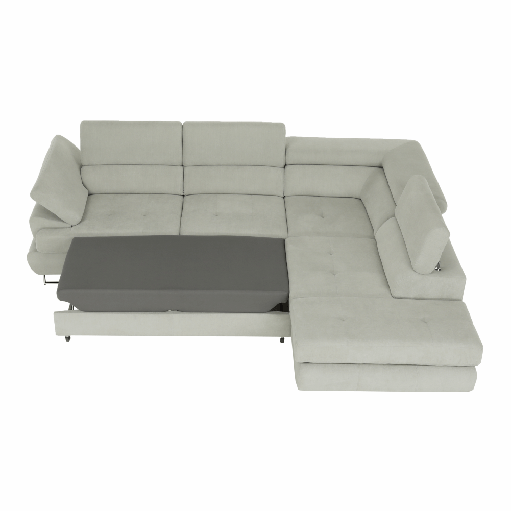 Set canapea cu spațiu de depozitare COMO, gri deschis, pe dreapta, 275x225x71 cm Kondela