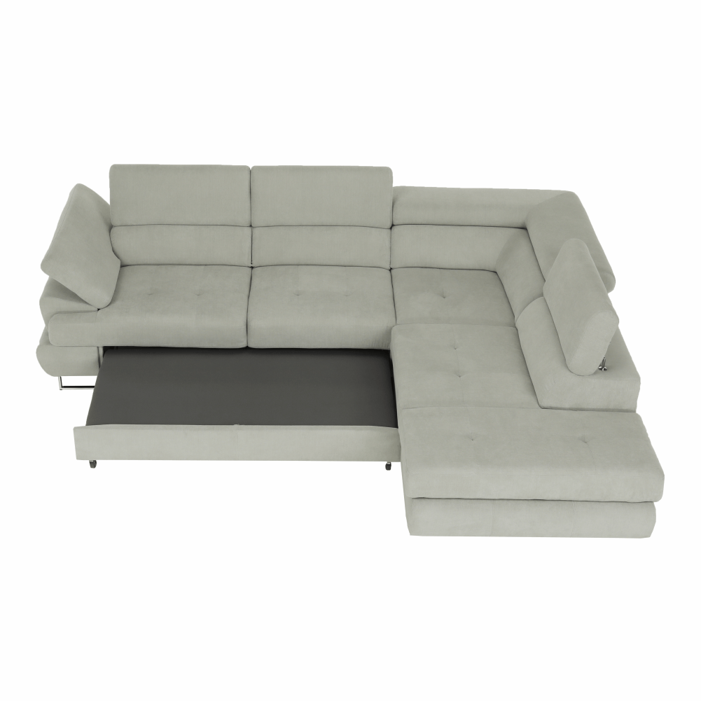 Set canapea cu spațiu de depozitare COMO, gri deschis, pe dreapta, 275x225x71 cm Kondela