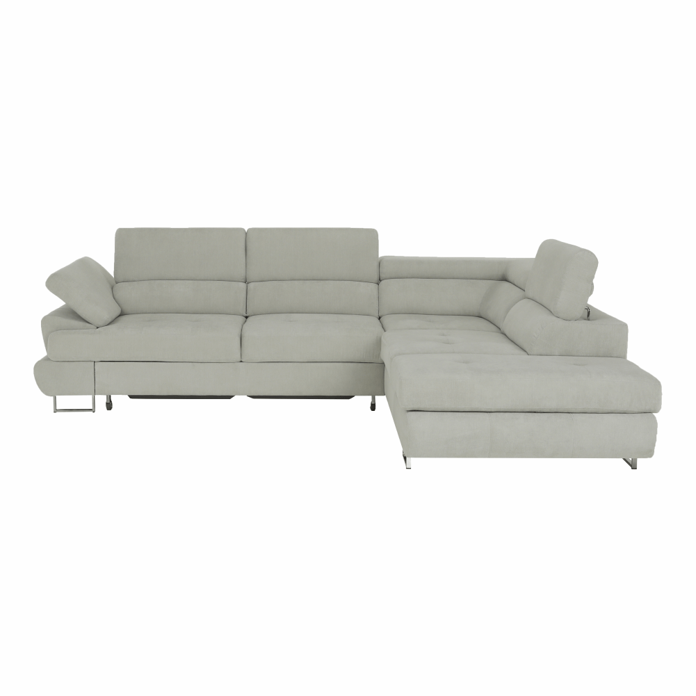 Set canapea cu spațiu de depozitare COMO, gri deschis, pe dreapta, 275x225x71 cm Kondela