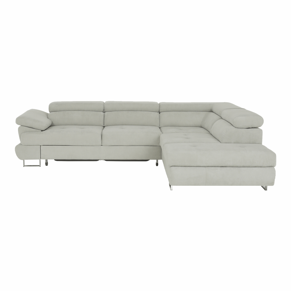 Set canapea cu spațiu de depozitare COMO, gri deschis, pe dreapta, 275x225x71 cm Kondela