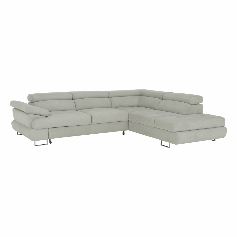 Set canapea cu spațiu de depozitare COMO, gri deschis, pe dreapta, 275x225x71 cm Kondela