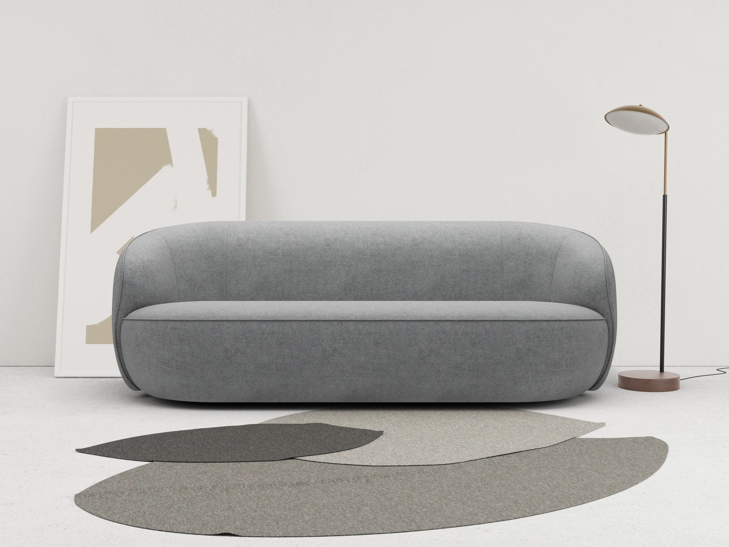 Canapea Effie , Forma Rotunjita, Gri, 215 cm latime Arboteca