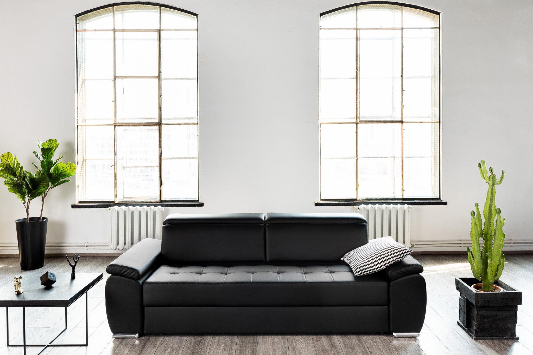 Canapea Extensibila 3 locuri TRENDY, cu tetiere, 245x105x80 cm, Negru - Prestigehome.ro - Canapea 3 Locuri - Prestige - #color_Negru-Piele-Imitatie