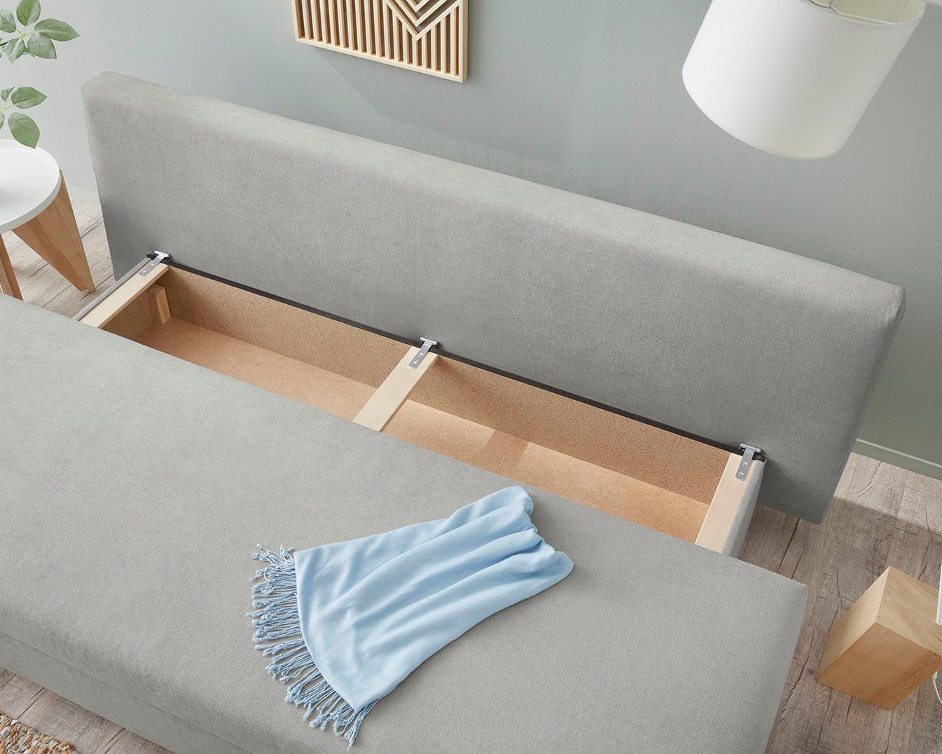 Canapea Extensibila Jordan , lada depozitare ,Gri Deschis , 191 cm latime Arboteca