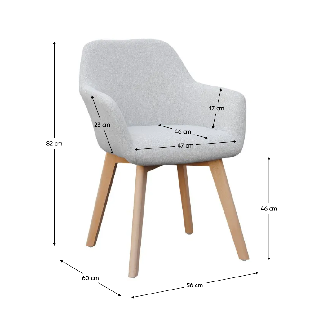 Fotoliu de design POMPEI, gri deschis/fag, țesătură/lemn, 56x60x82 cm Kondela