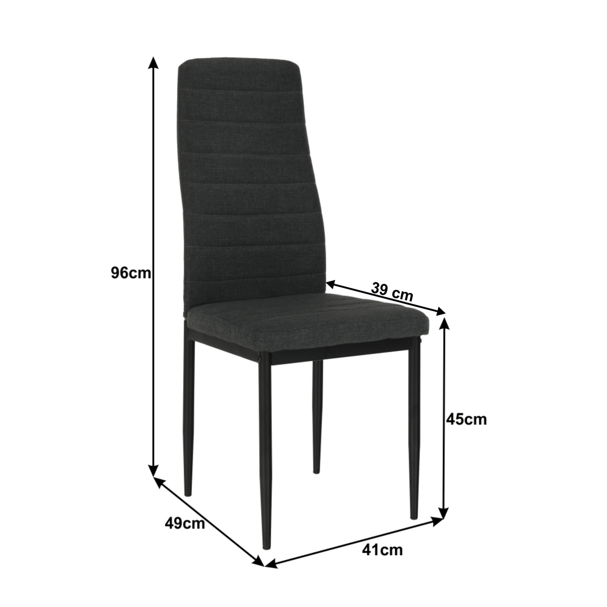 Scaun SAPRI, textil gri închis/metal negru, 41x49x96 cm Kondela